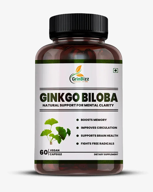Grinbizz Ginkgo Biloba Capsules – Herbal Support for Memory, Focus & Brain Health - Grinbizz exim pvt ltd