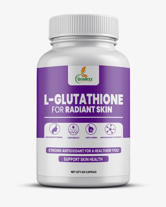 L-Glutathione Capsules for Antioxidant Support & Skin Health - Pack of 120 - Grinbizz exim pvt ltd