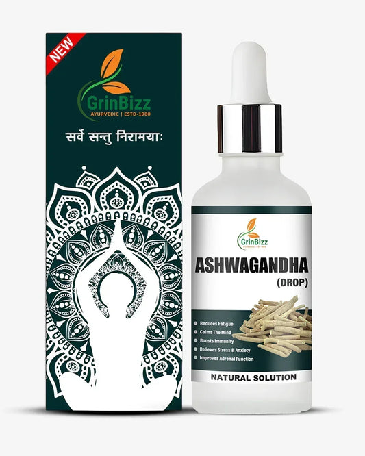 Grinbizz Ashwagandha Drops – Ayurvedic Support for Stress Relief, Calmness & Energy Balance - Grinbizz exim pvt ltd