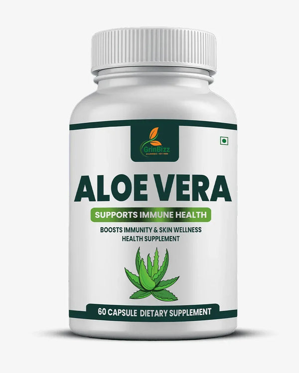 Aloe Vera Capsules for Digestive Health and Skin Support with Vitamin E - Grinbizz exim pvt ltd