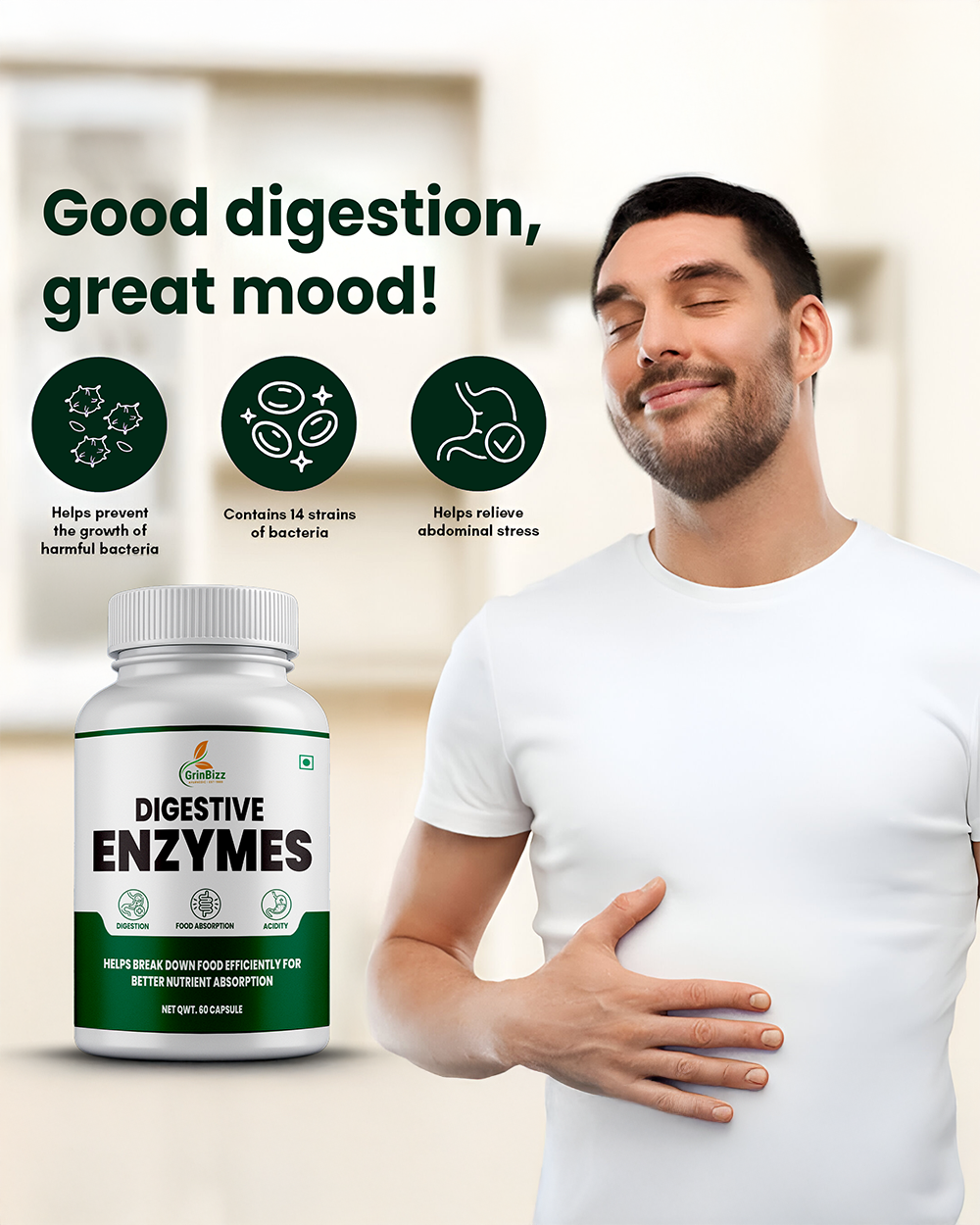 Digestive Enzymes Capsules- Support Healthy Digestion Naturally Grinbizz