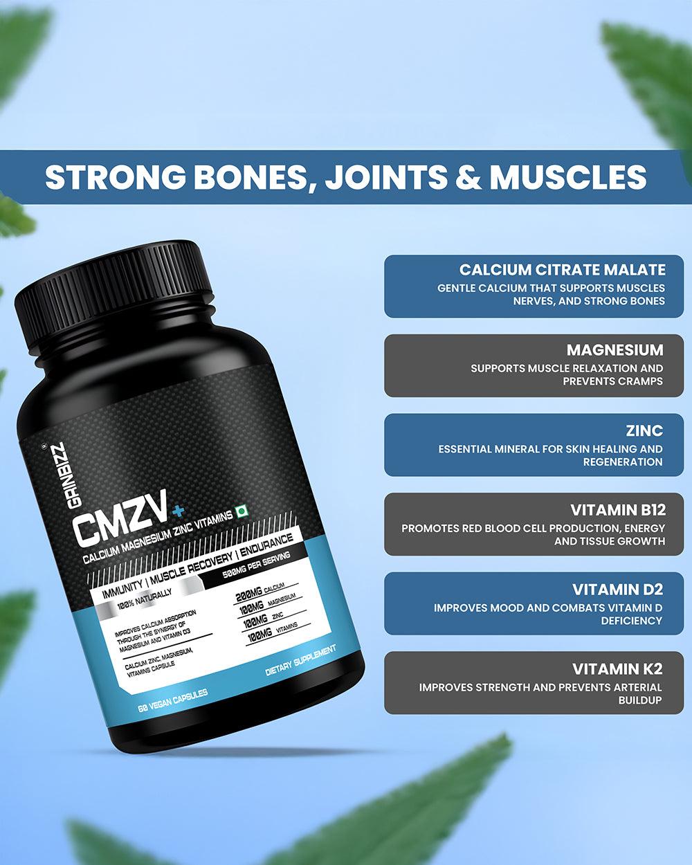 CMZV+ Capsules- Daily Support for Bone, Immune & Muscle Health