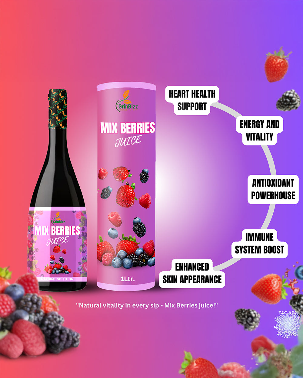 Mix Berries Juice Anti Oxidant for Detoxification/Boost Immunity (1 L)