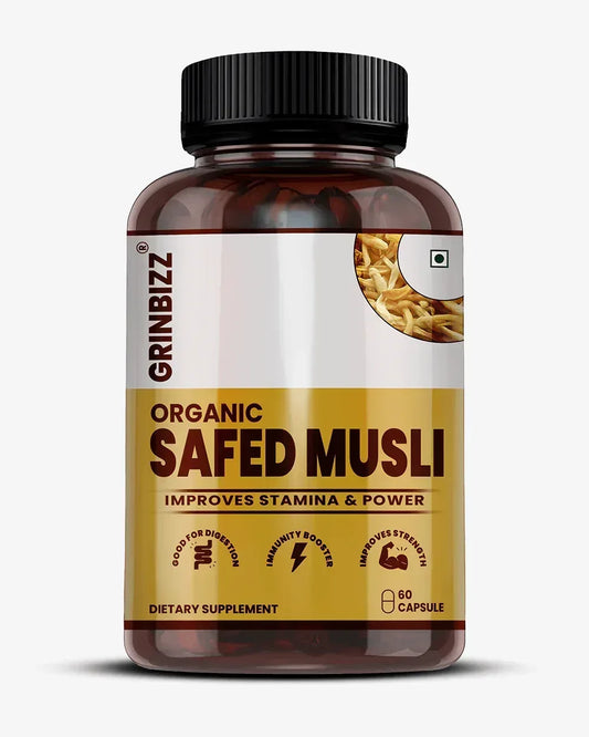 Grinbizz Safed Musli Capsules – Herbal Support for Strength, Stamina & Vitality - Grinbizz exim pvt ltd