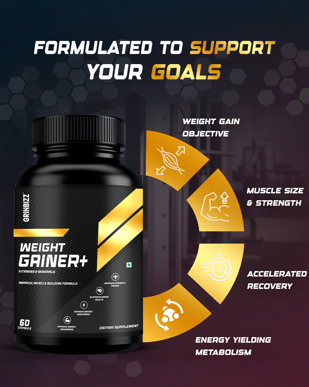 Weight Gainer Capsules- Muscle Growth, Strength Pack of 120