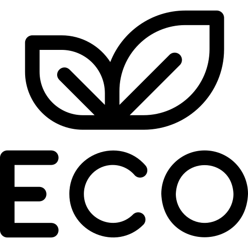 Black 'ECO' logo with leaf design on a white background