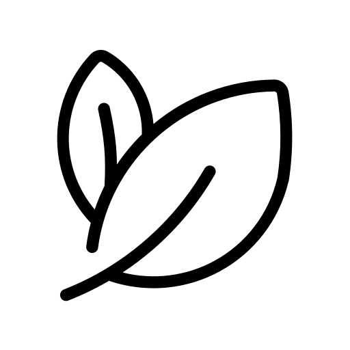 Black line drawing of a leaf on a white background