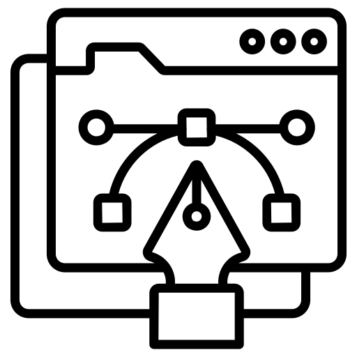 Icon of a stylus on a digital screen with geometric shapes