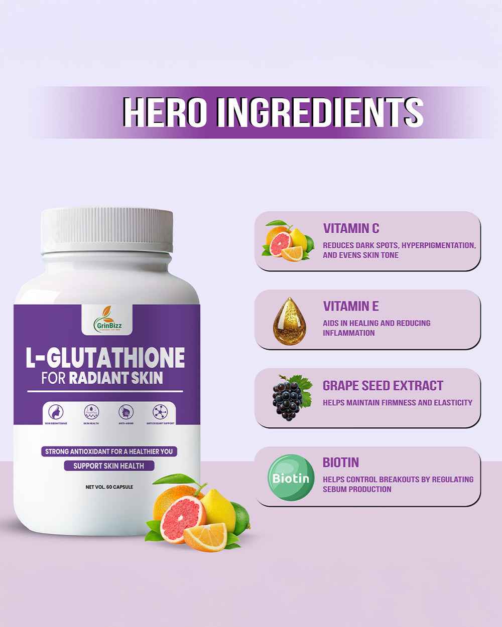 Unleash Your Inner Radiance with L-Glutathione Capsules: Discover Their Power - Grinbizz exim pvt ltd