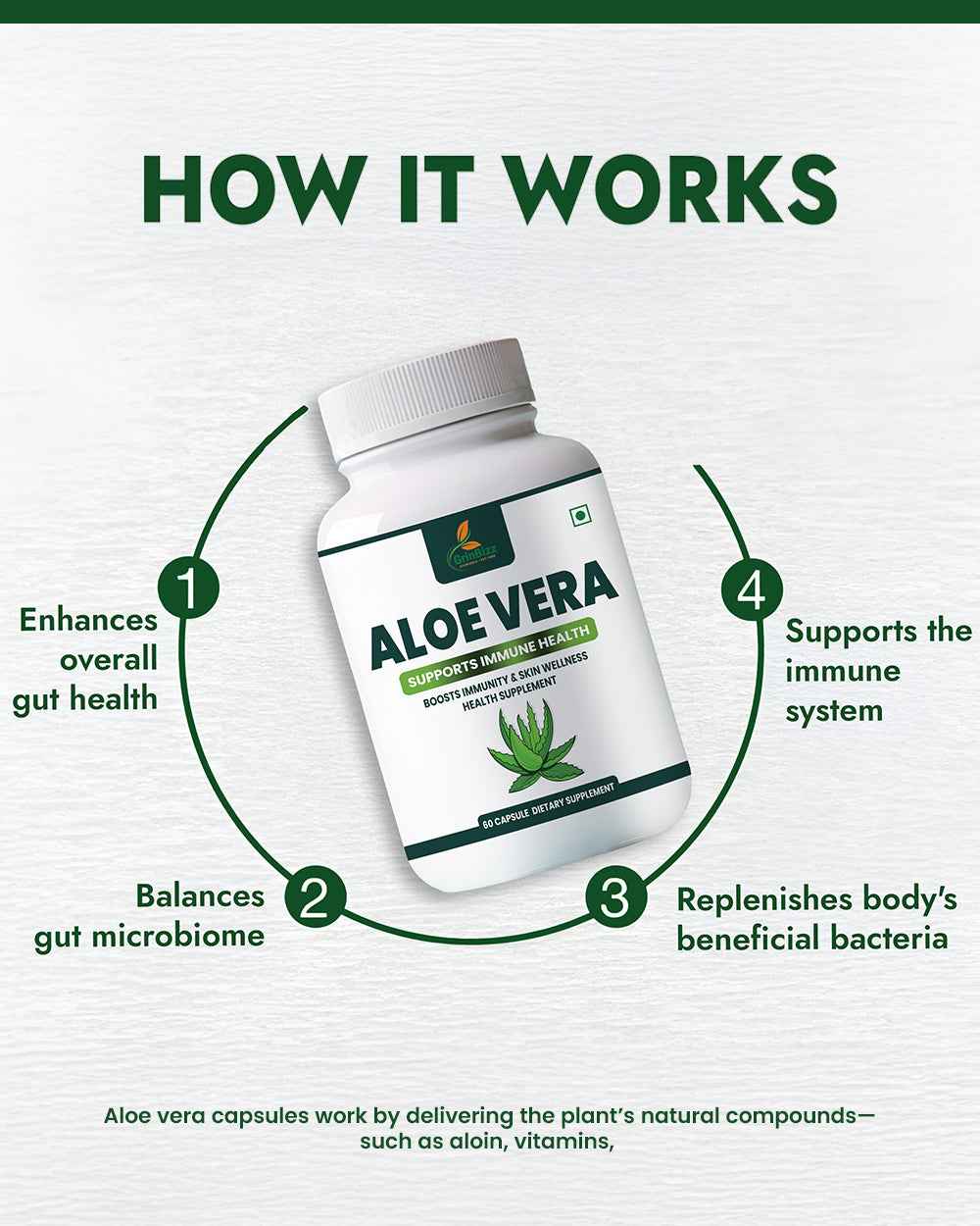 Aloe Vera Capsules for Wellness: Nature's Soothing Secret to Unlocking Health - Grinbizz exim pvt ltd