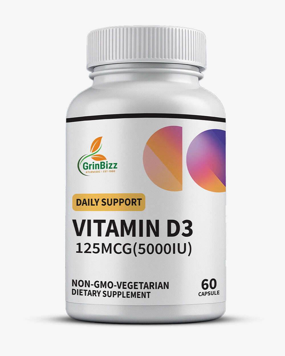 Vitamin D3 Capsules for Bone Health and Immunity - 120 Capsules Pack - Grinbizz exim pvt ltd