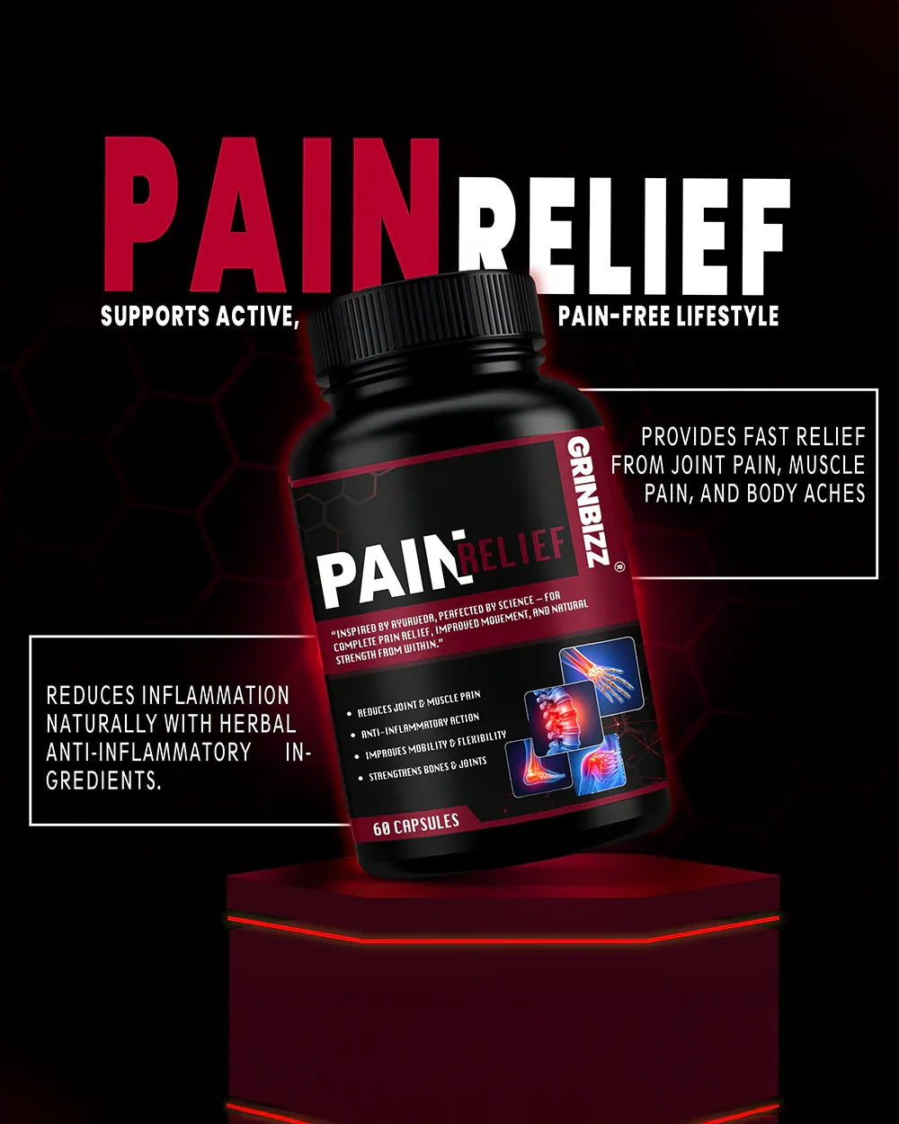 Pain Relief Capsules - For Joint & Muscle Comfort - Grinbizz exim pvt ltd