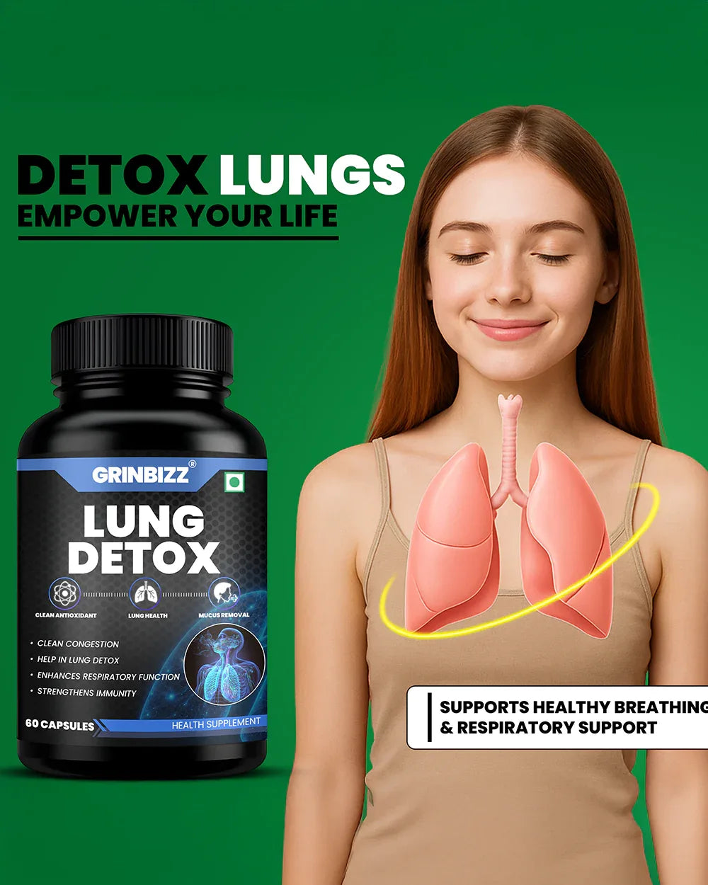 Lung Detox Capsules - For Respiratory Health & Clean Breathing - Grinbizz exim pvt ltd