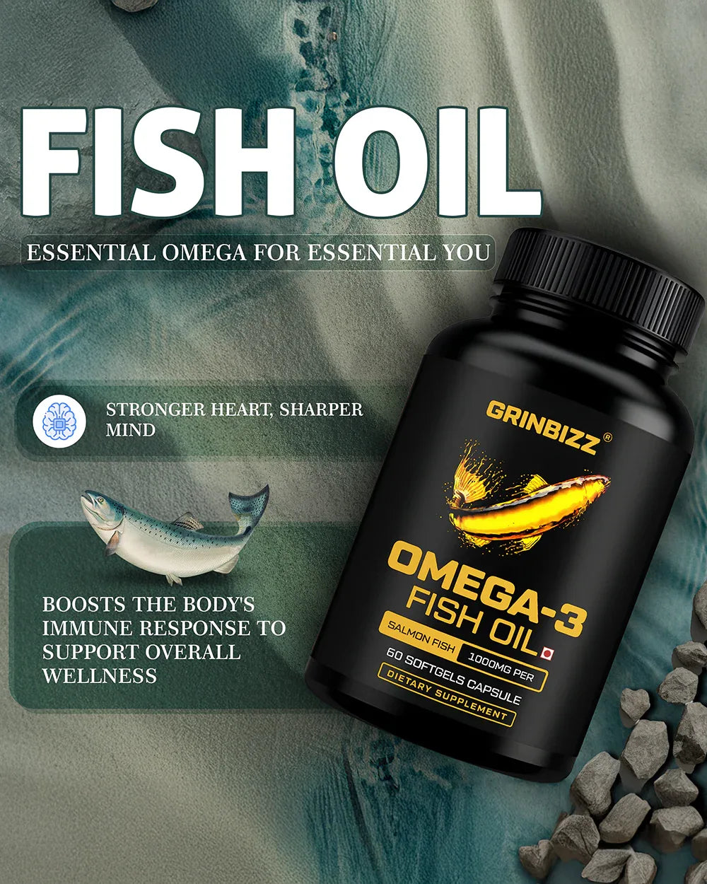 Omega 3 Fish Oil Capsules - Heart, Brain & Joint Health - Grinbizz exim pvt ltd