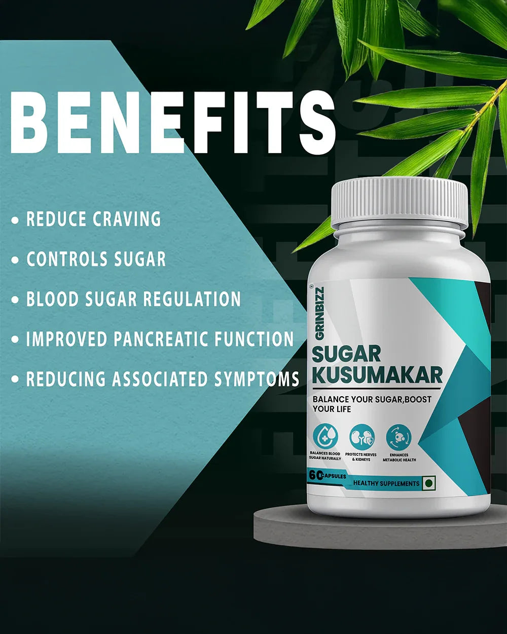 Sugar Kusumakar Capsules - For Blood Sugar & Metabolic Support - Grinbizz exim pvt ltd
