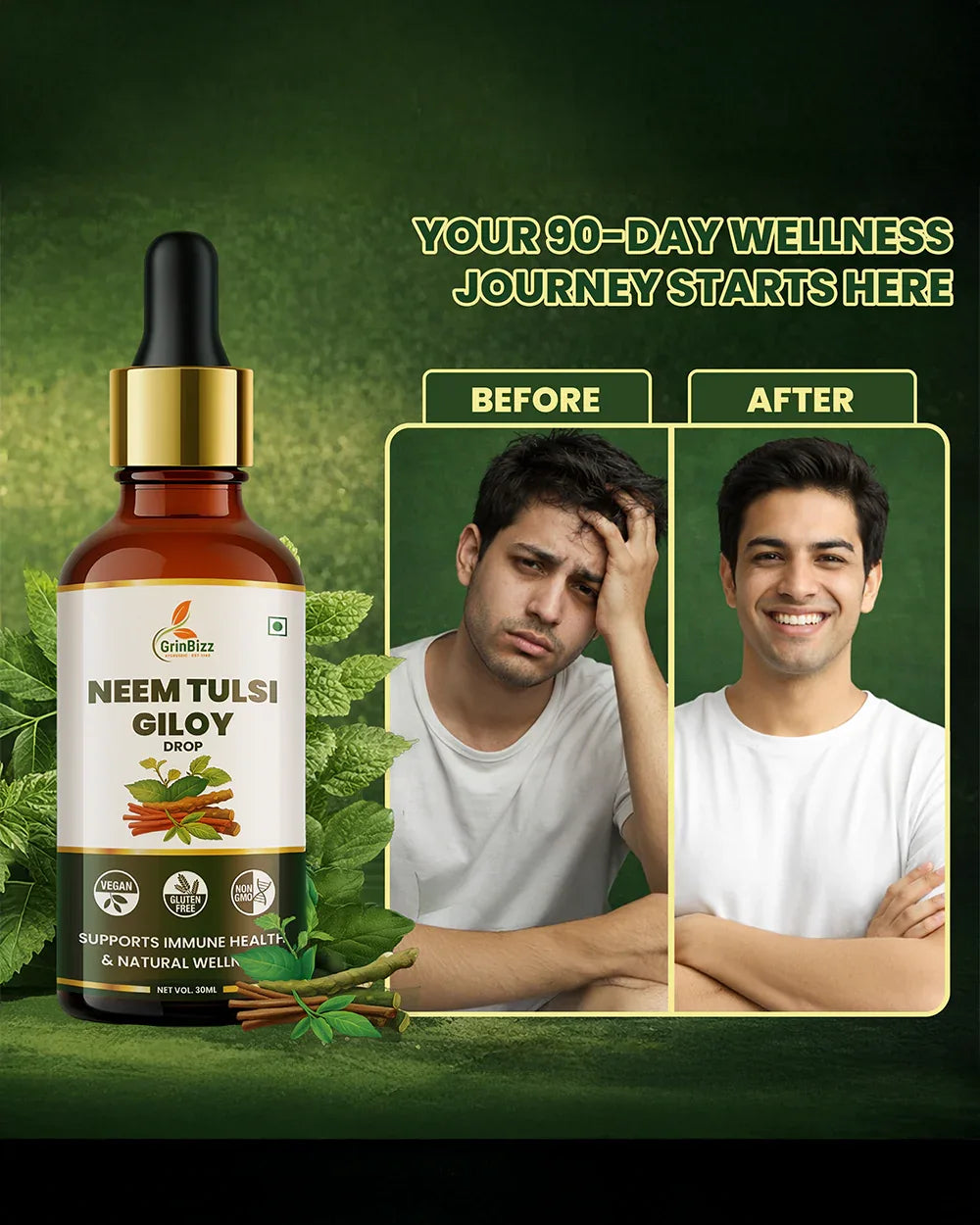Neem Tulsi Giloy Drops for Immunity & Detox Support - Grinbizz exim pvt ltd