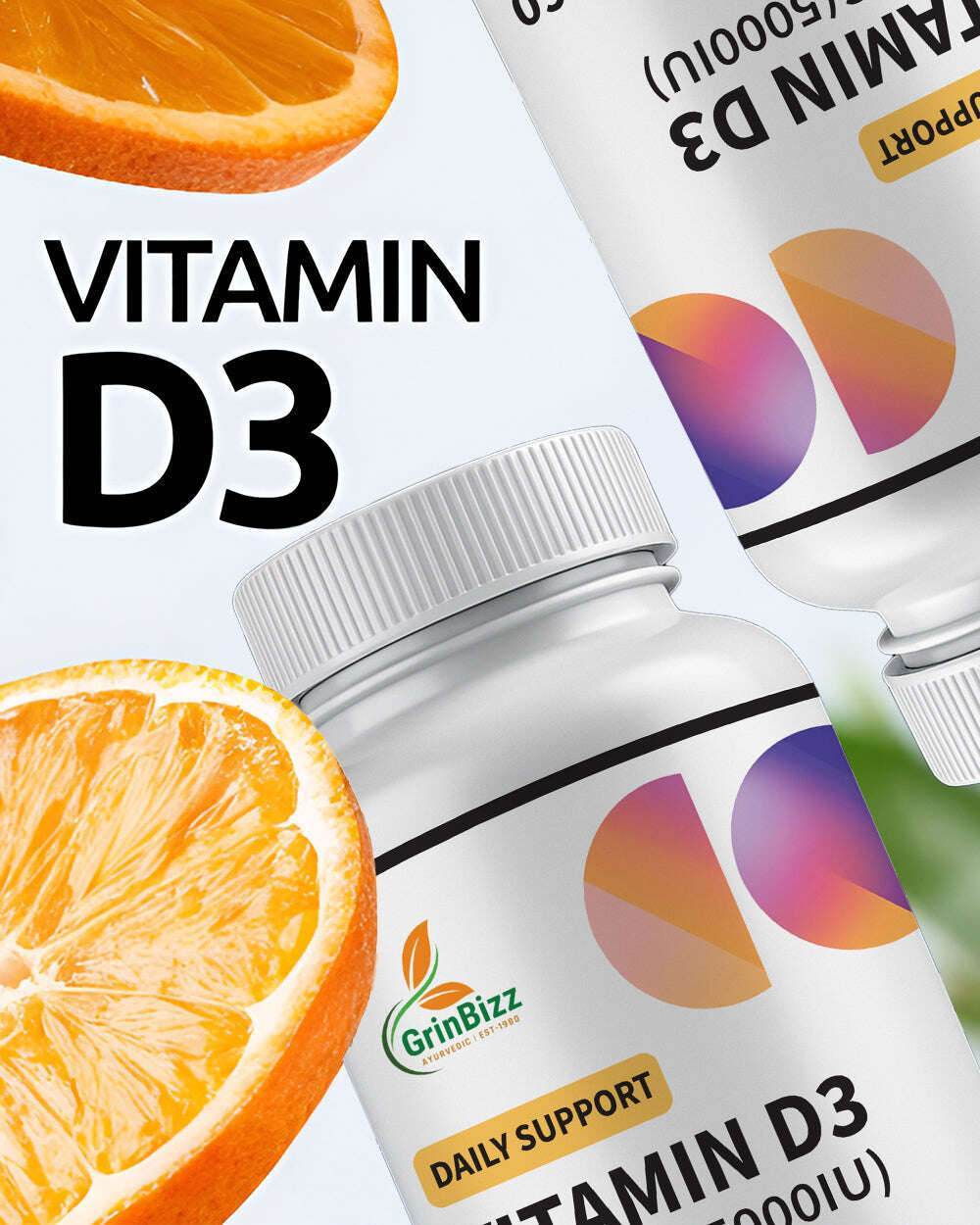 Vitamin D3 Capsules for Bone Health and Immunity - 120 Capsules Pack - Grinbizz exim pvt ltd