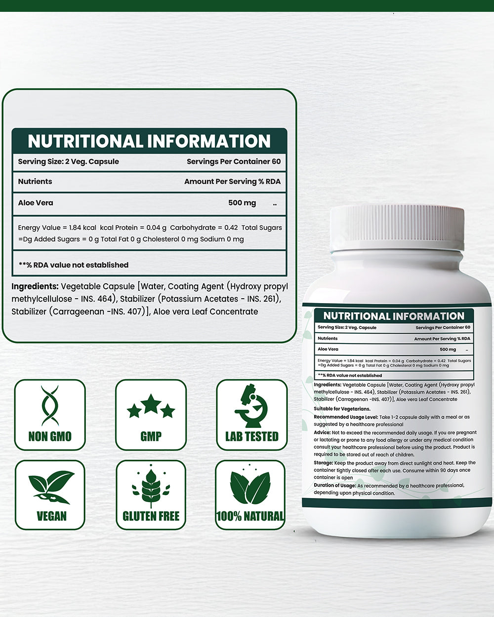 Aloevera Capsules – Natural Digestive & Skin Health Support 