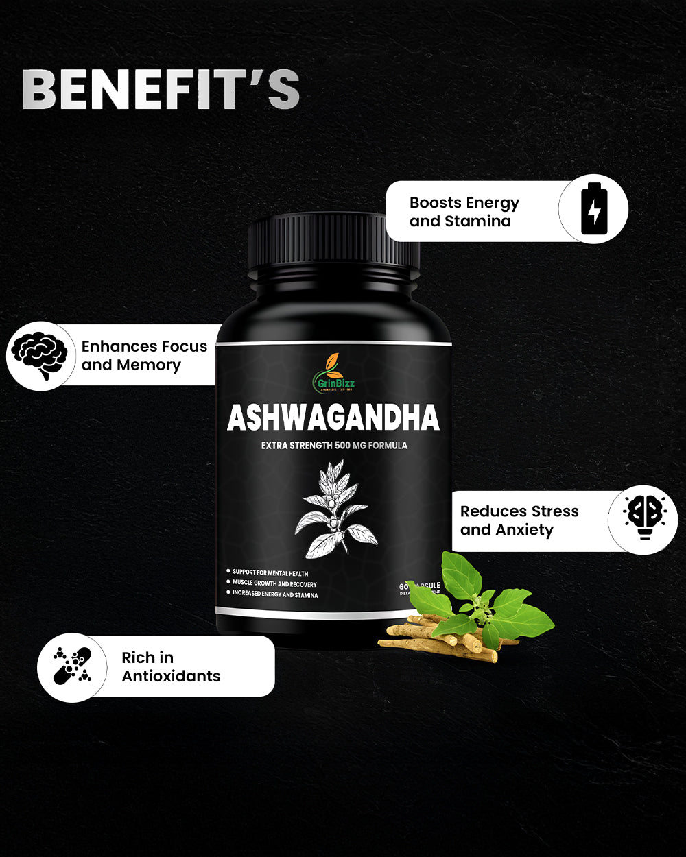 Ashwagandha Capsule - Natural Stress Relief & Vitality Booster