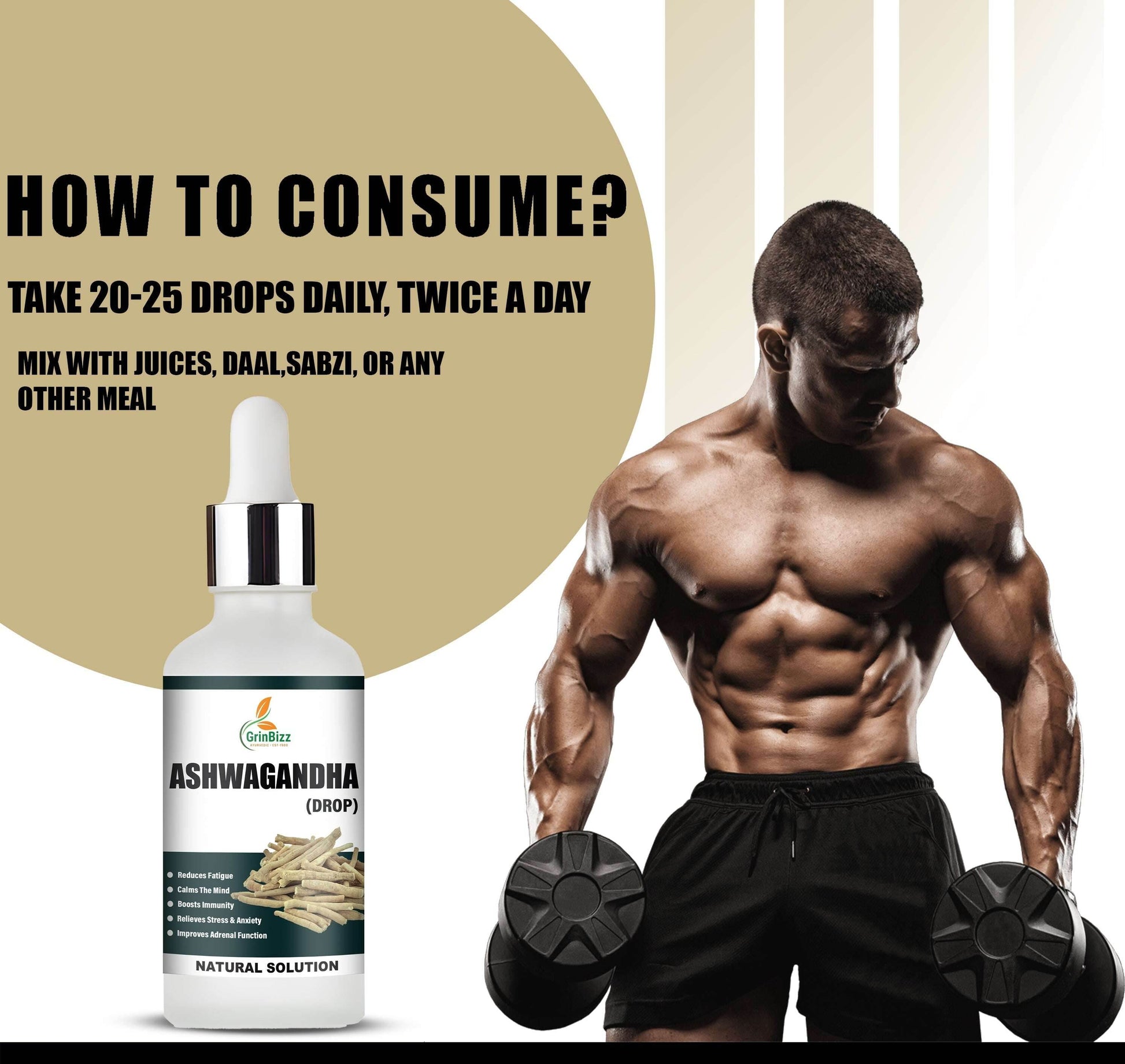 Ashwagandha Drops for Natural Stress Relief and Immunity Support - Grinbizz exim pvt ltd