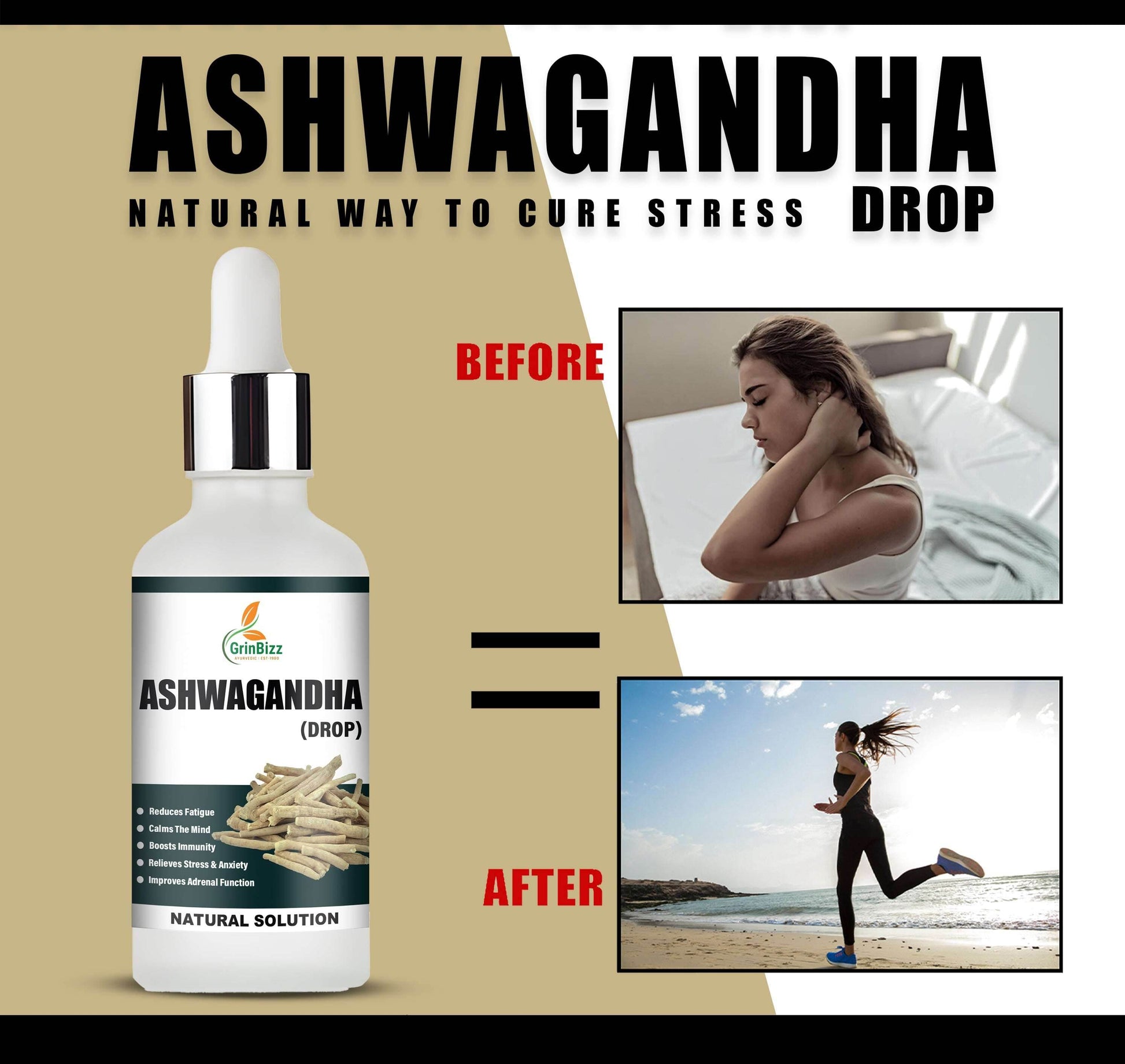 Ashwagandha Drops for Natural Stress Relief and Immunity Support - Grinbizz exim pvt ltd