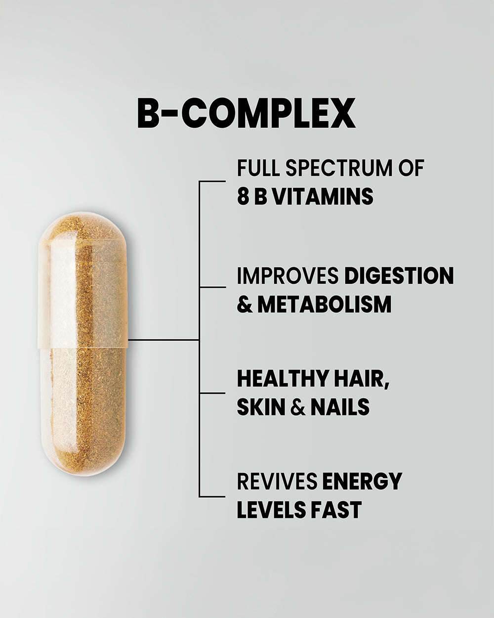 B-complex Capsules- Essential Energy, Metabolism & Nerve Support - Grinbizz exim pvt ltd