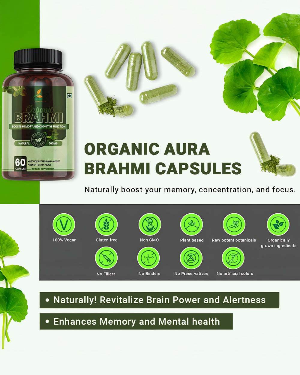 Brahmi Capsules for Memory Enhancement and Cognitive Support - Grinbizz exim pvt ltd