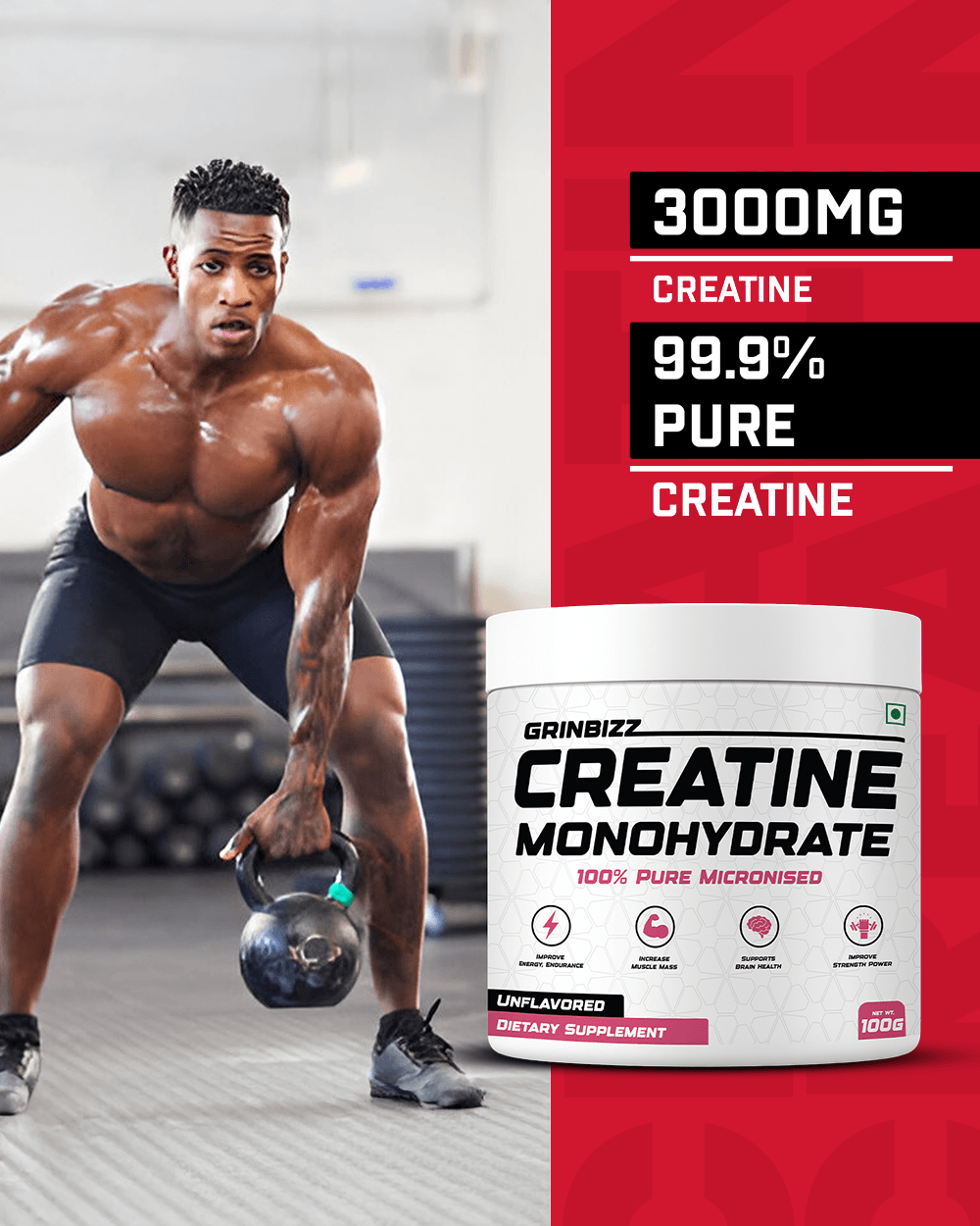 Creatine Monohydrate- Enhanced Power, Strength, and Muscle - Grinbizz exim pvt ltd