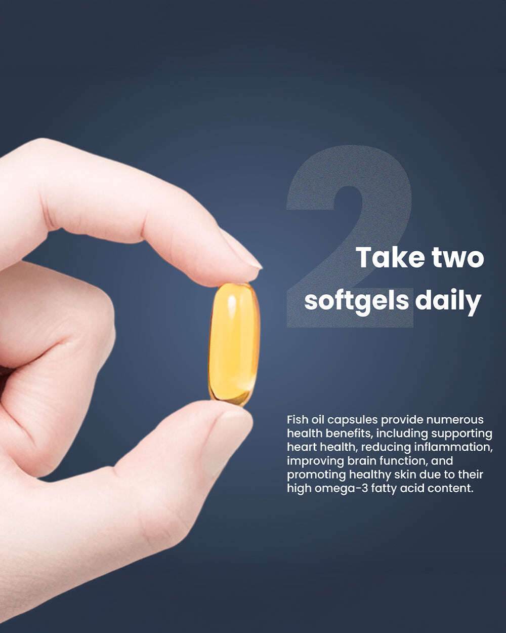 Fish Oil Capsules - Pure Fish Oil for Heart and Brain Support - 120 Capsules Pack - Grinbizz exim pvt ltd