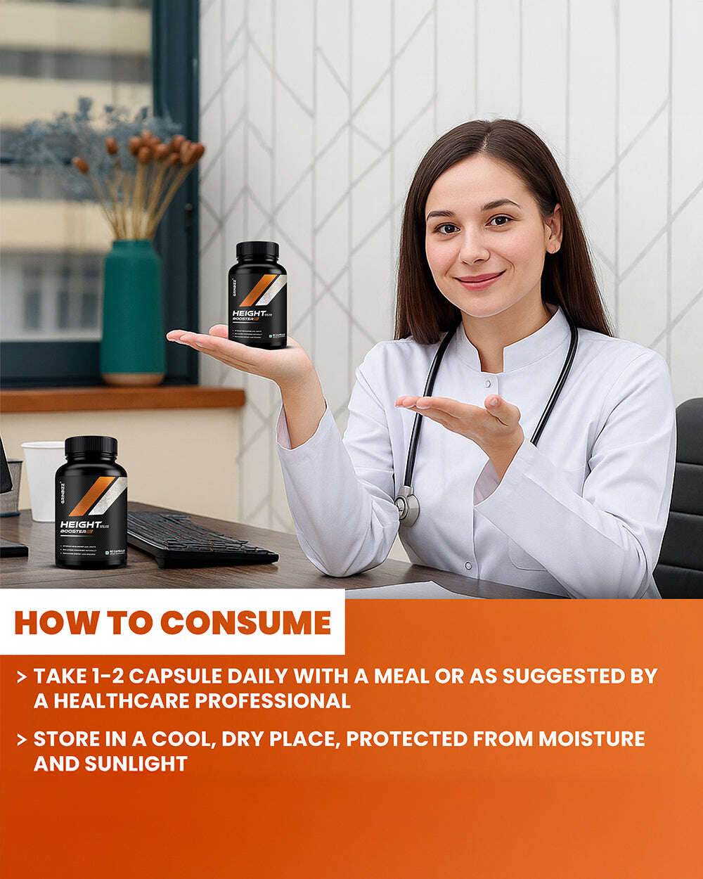 Height Booster Capsules - Natural Growth Supplement for Height - Grinbizz exim pvt ltd