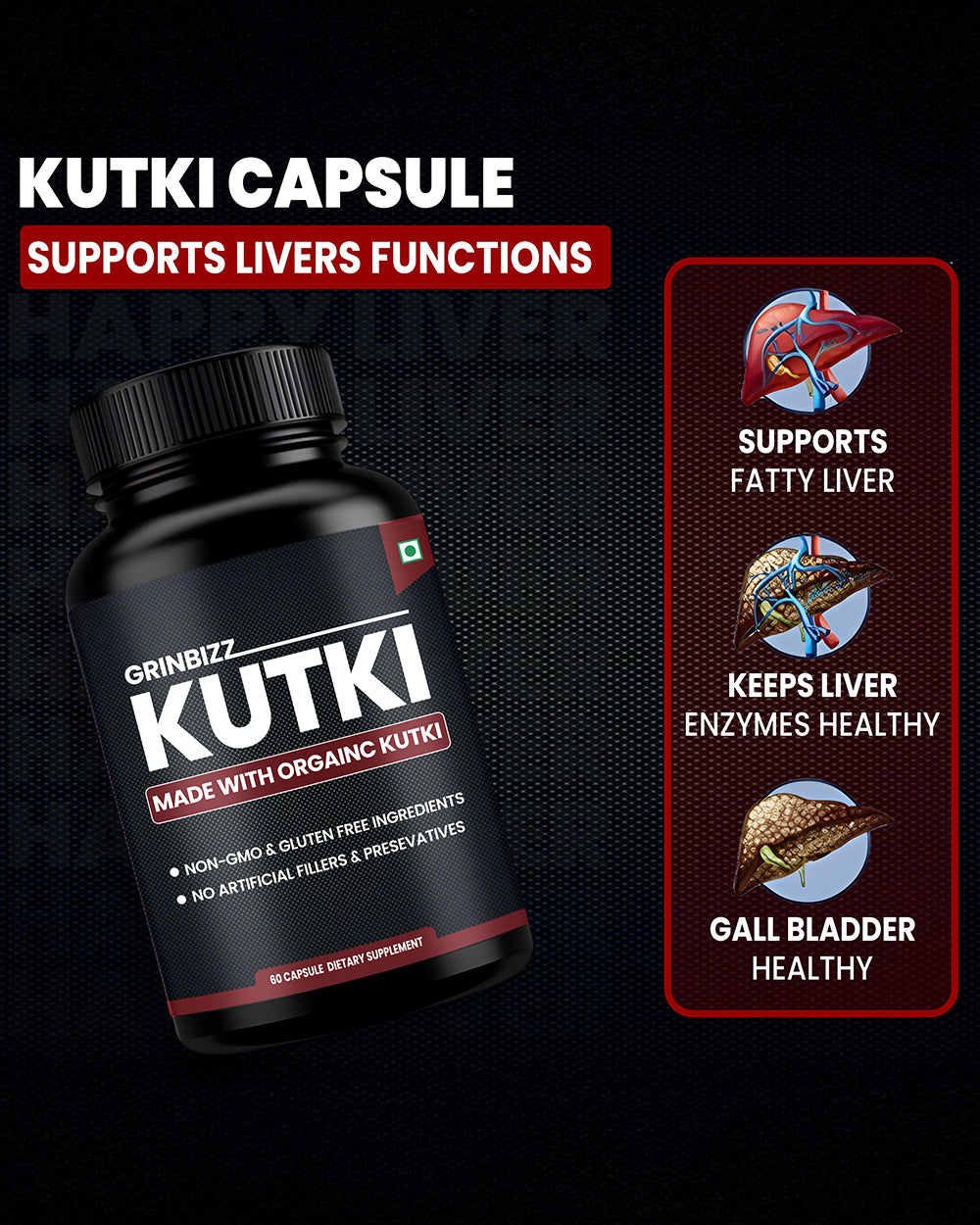 Kutki Capsules- Liver & Digestive Support Pack of 120 Capsules
