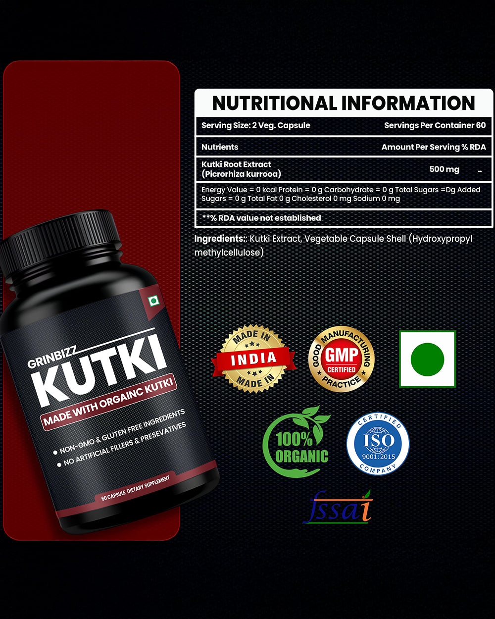 Kutki Capsules- Liver & Digestive Support Pack of 120 Capsules