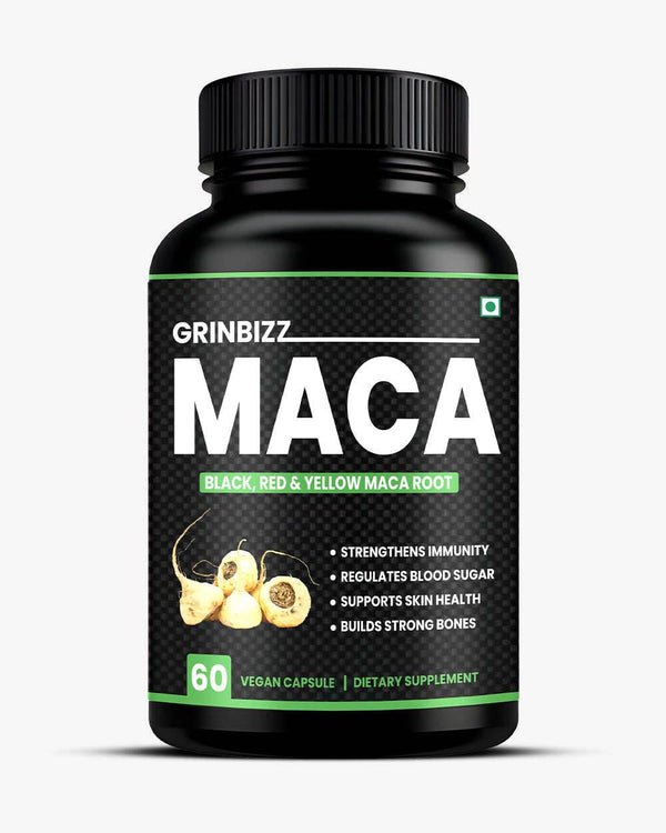 Maca Root Capsules for Natural Energy Boost, Enhanced Endurance & Stamina - Grinbizz exim pvt ltd