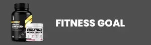 Supplement bottles with a 'Fitness Goal' text on a dark background