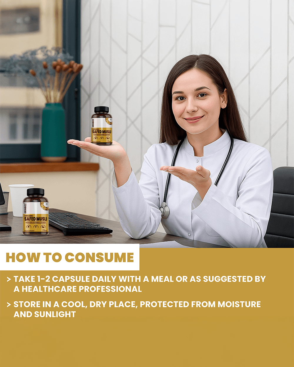Safed Musli Capsules – Strength, Stamina & Vitality Booster - Grinbizz exim pvt ltd