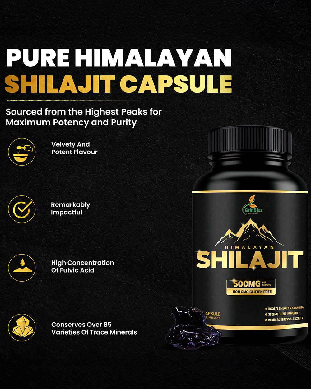 Slim Fit Shilajit Capsules Combo for Ultimate Wellness and Fitness - Grinbizz exim pvt ltd