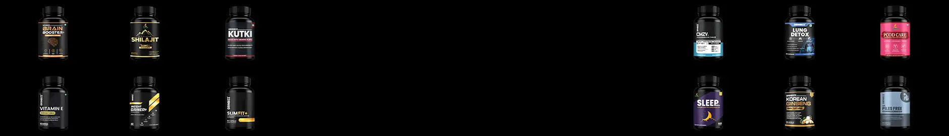 Multiple bottles of a product with visible branding on a black background