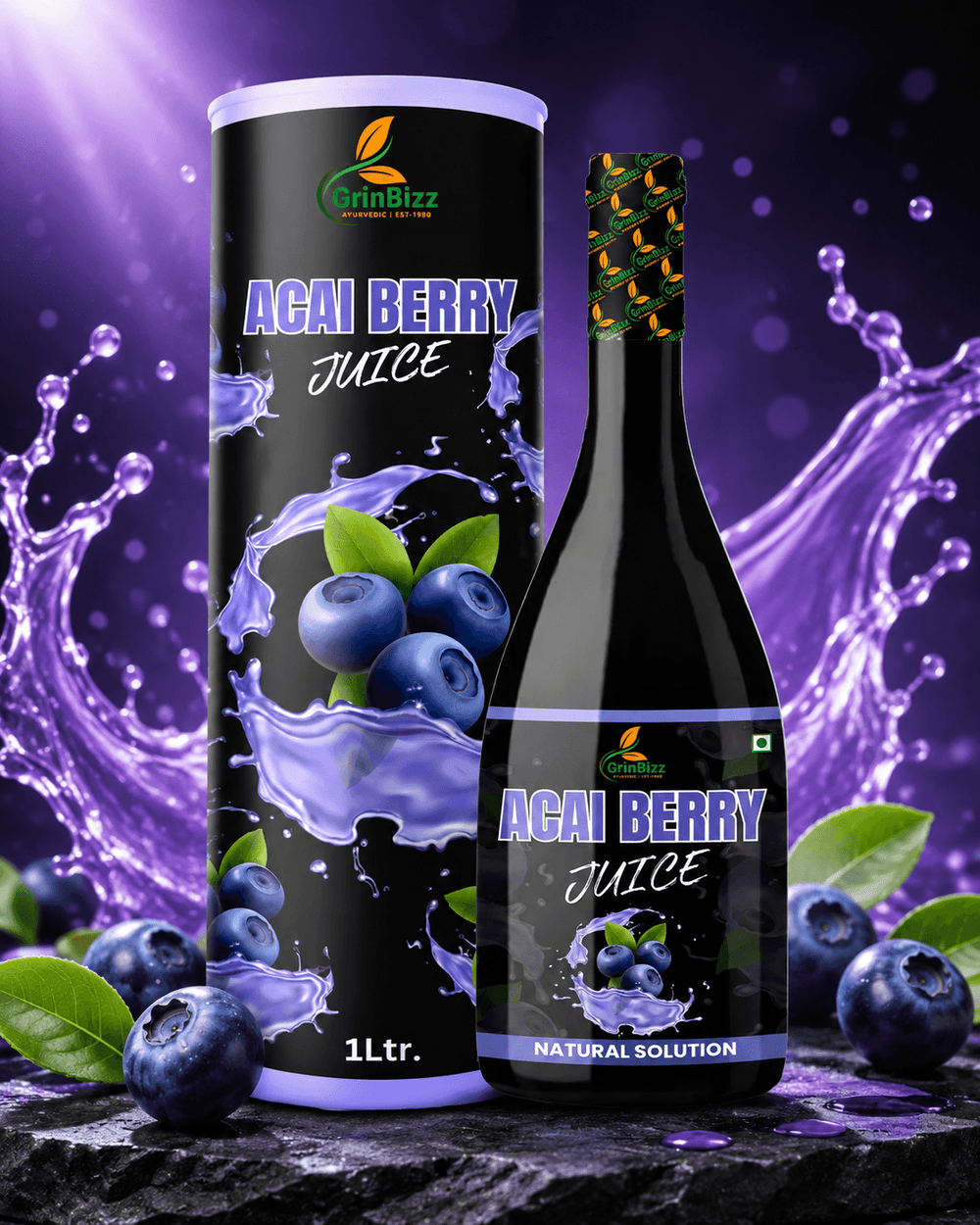 Acai Berry Juice for Skin Health and Immune Boost (1 L)