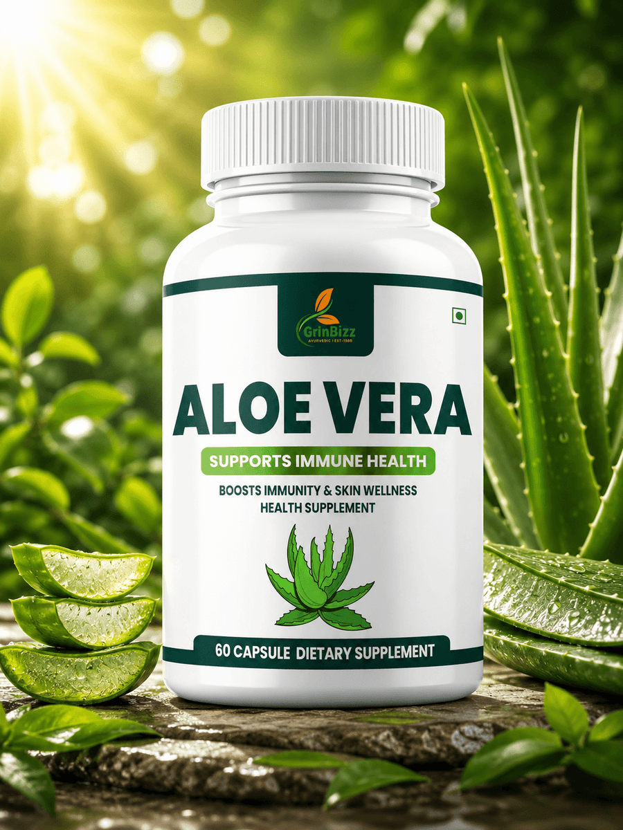 Aloe Vera Capsules for Digestion & Skin Wellness | Grinbizz