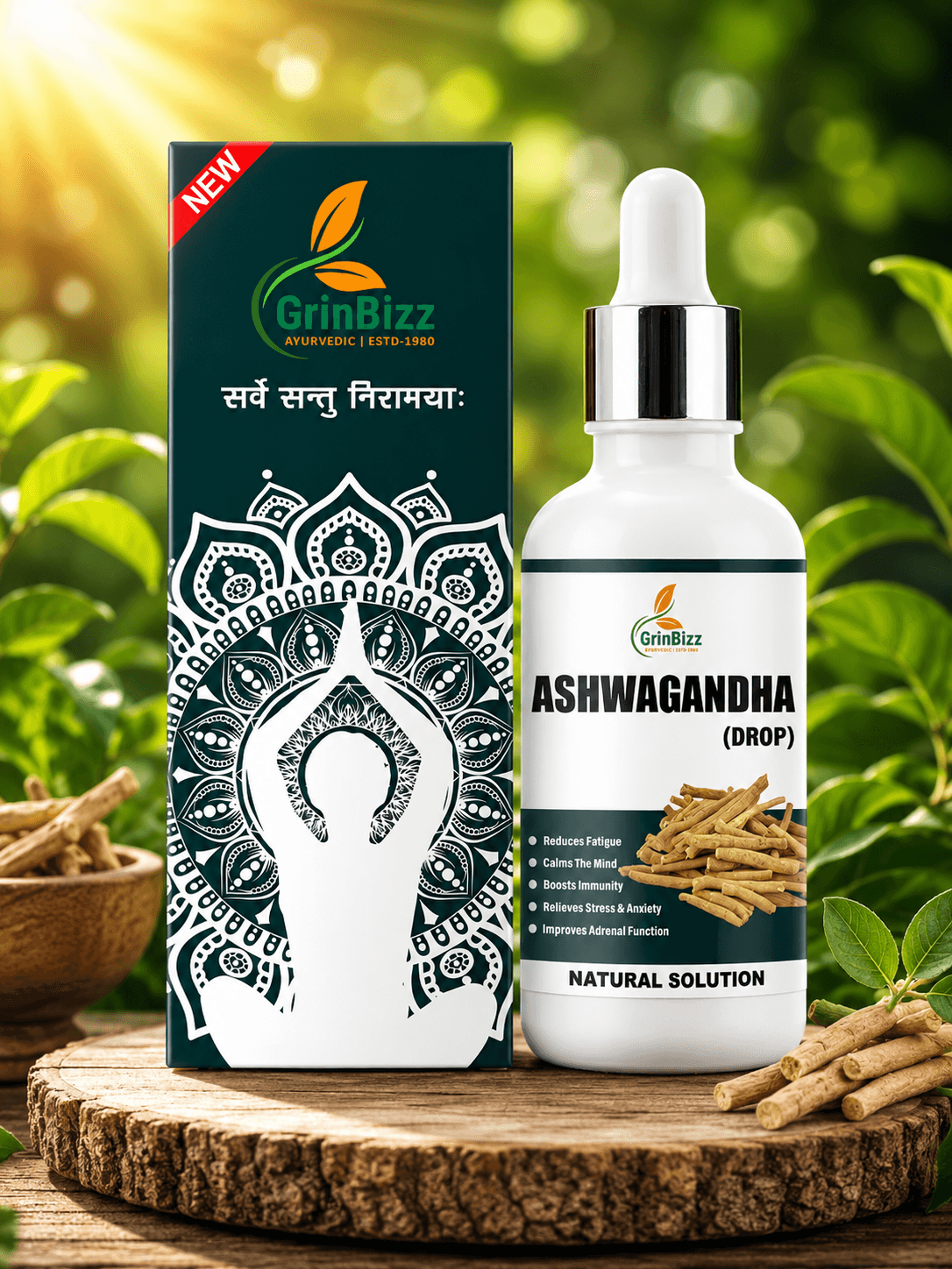 Ashwagandha Drops for Stress & Energy Support | Grinbizz