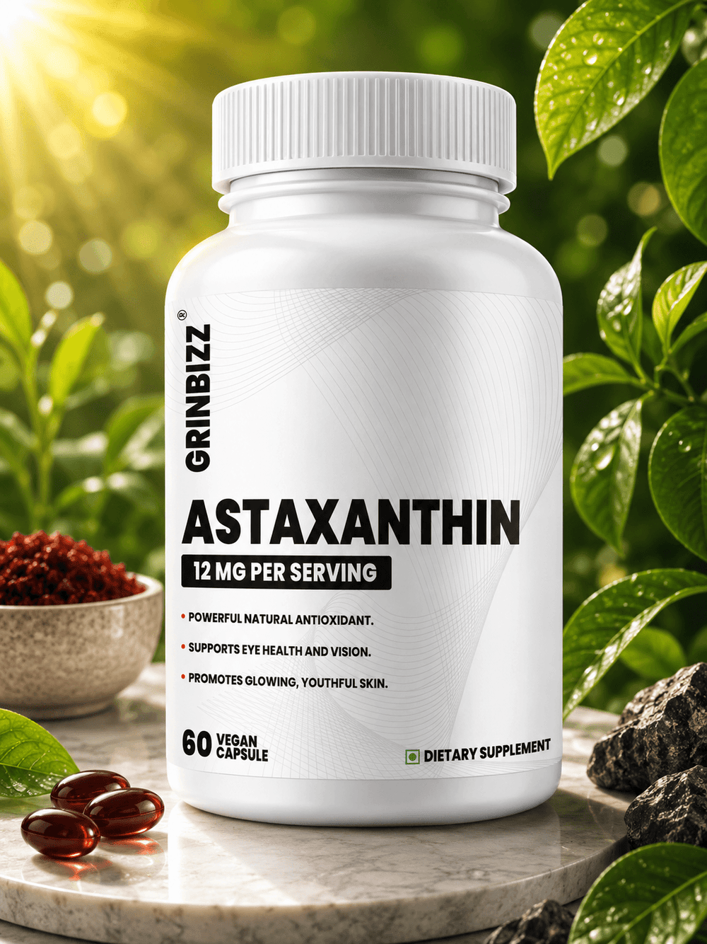Astaxanthin Capsules for Skin & Eye Health | Grinbizz