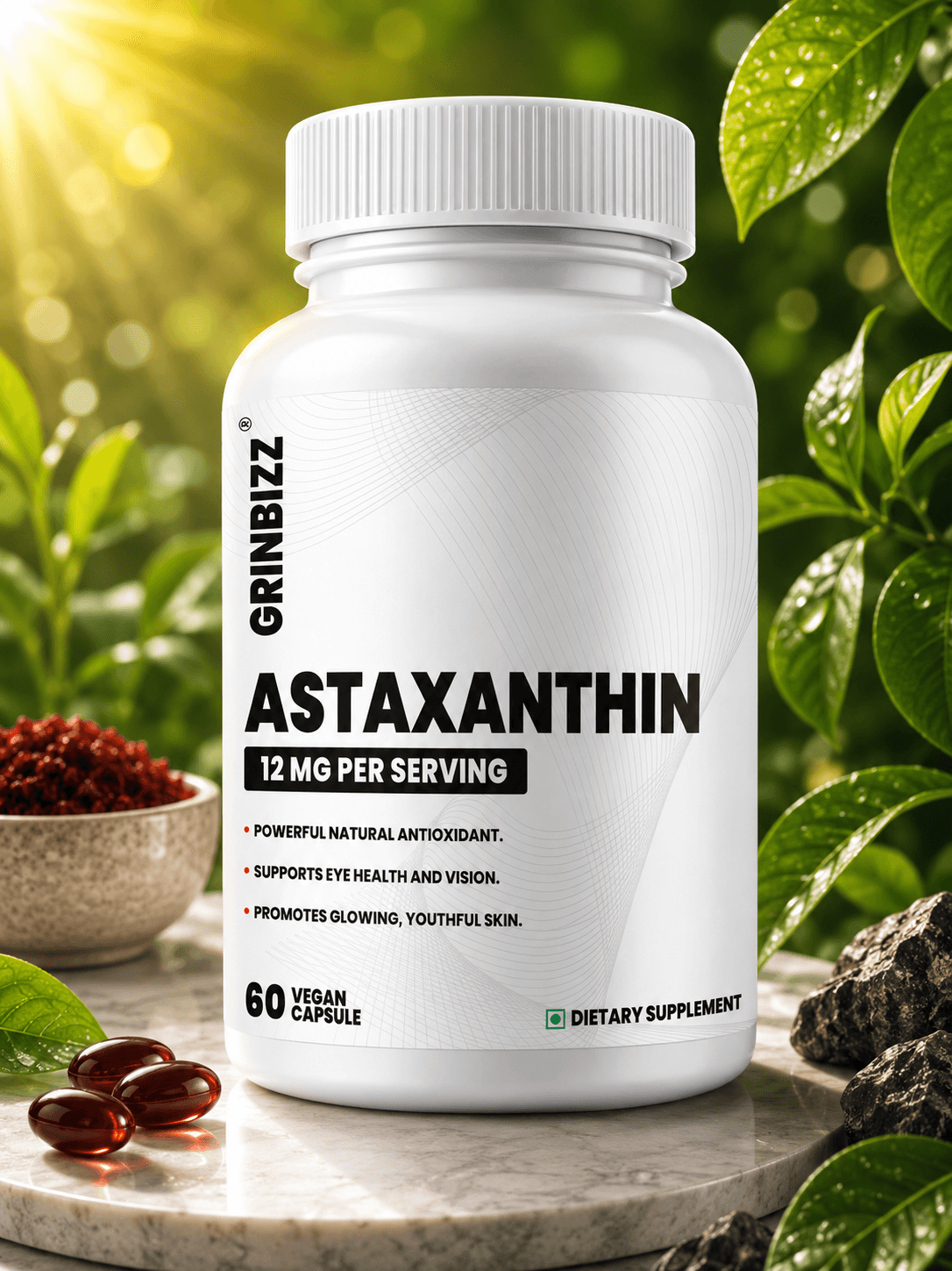 Astaxanthin Capsules for Skin & Eye Health | Grinbizz