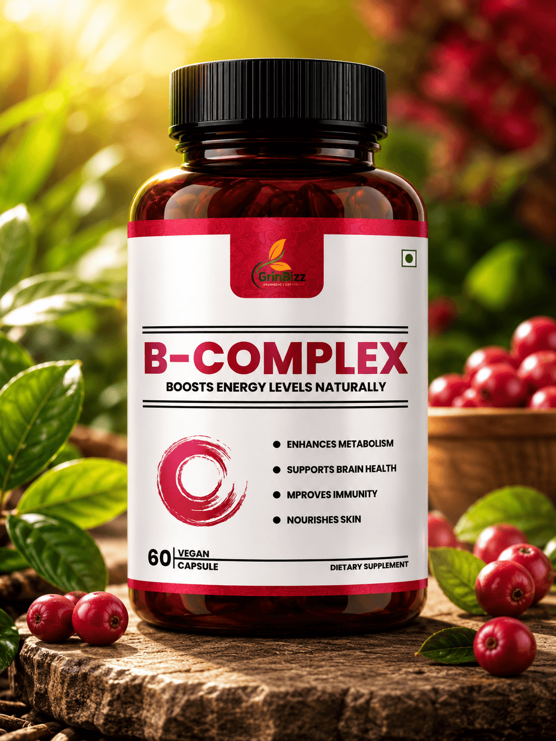 B-Complex Capsules for Energy & Nerve Health | Grinbizz