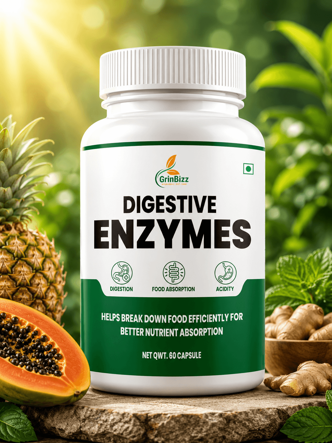 Digestive Enzymes Capsules for Gut Health | Grinbizz