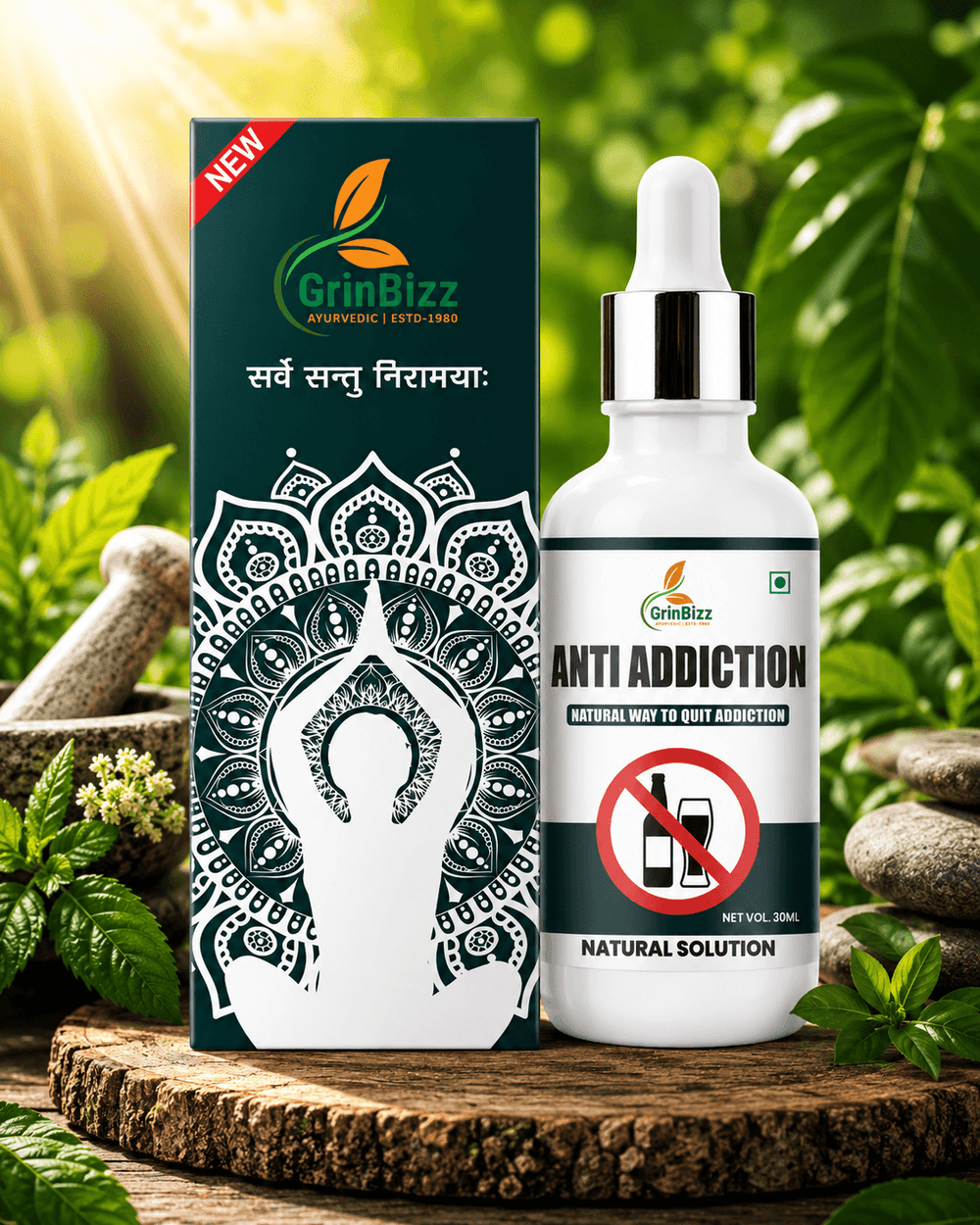 Grinbizz Anti Addiction Drops – Herbal Support for Habit Control & Mental Balance