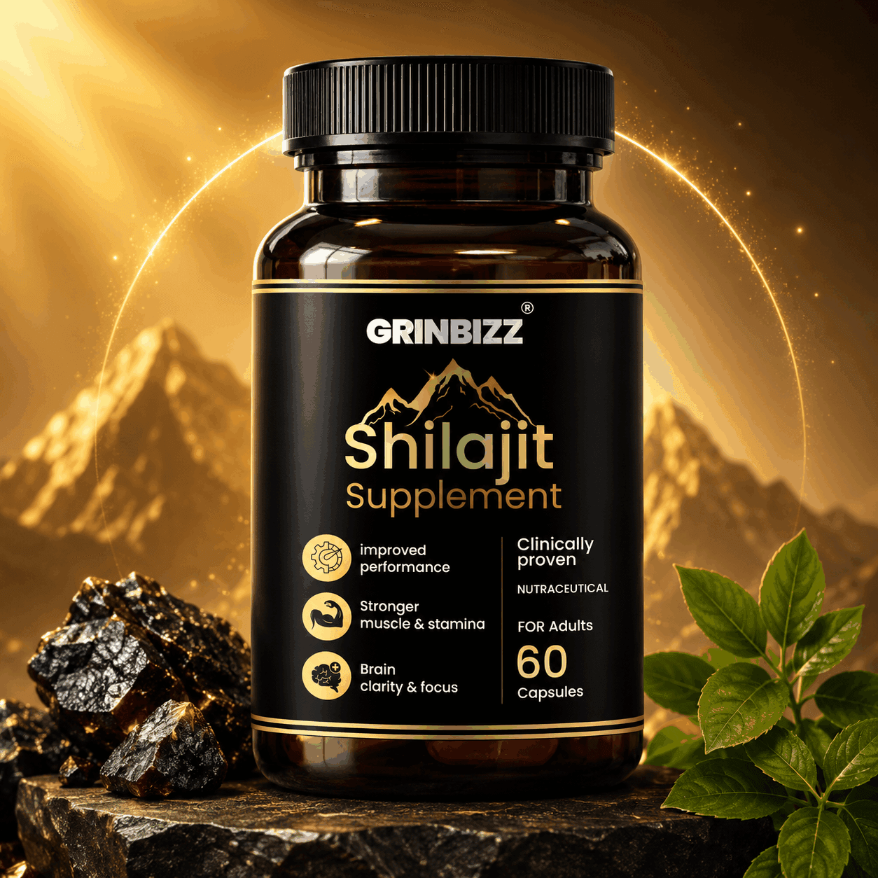 Grinbizz Shilajit Supplement Capsules