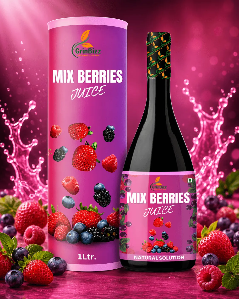 Mix Berries Juice Detox for Anti-Oxidant Support and Immunity Boost (1 L)