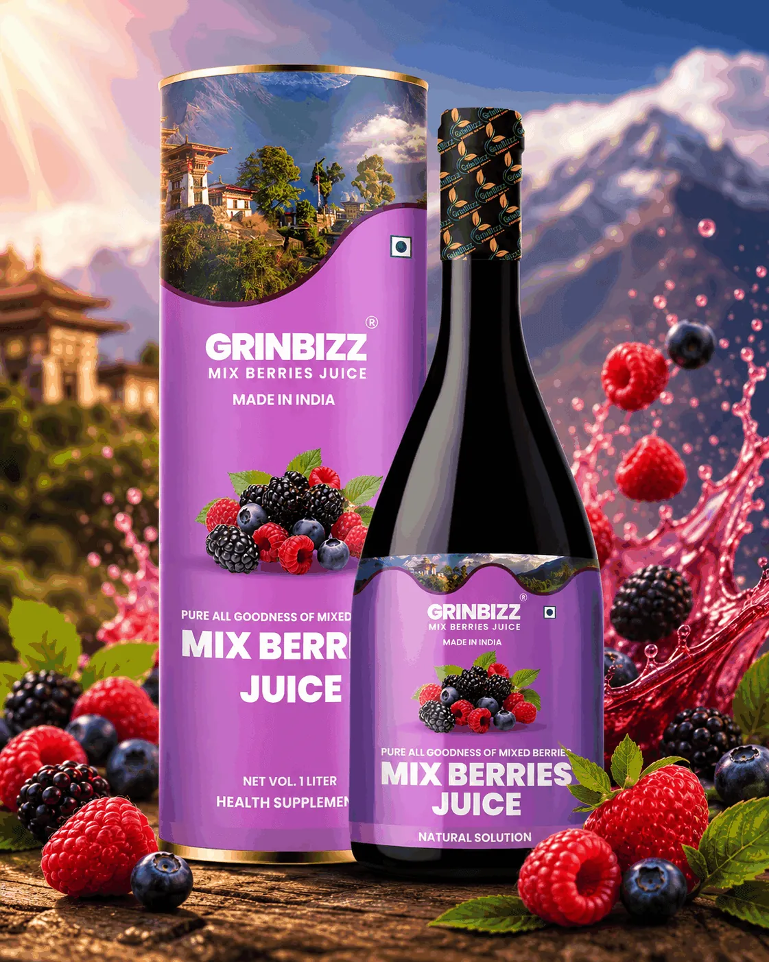 Mix Berries Juice for Immunity & Skin Health | Grinbizz