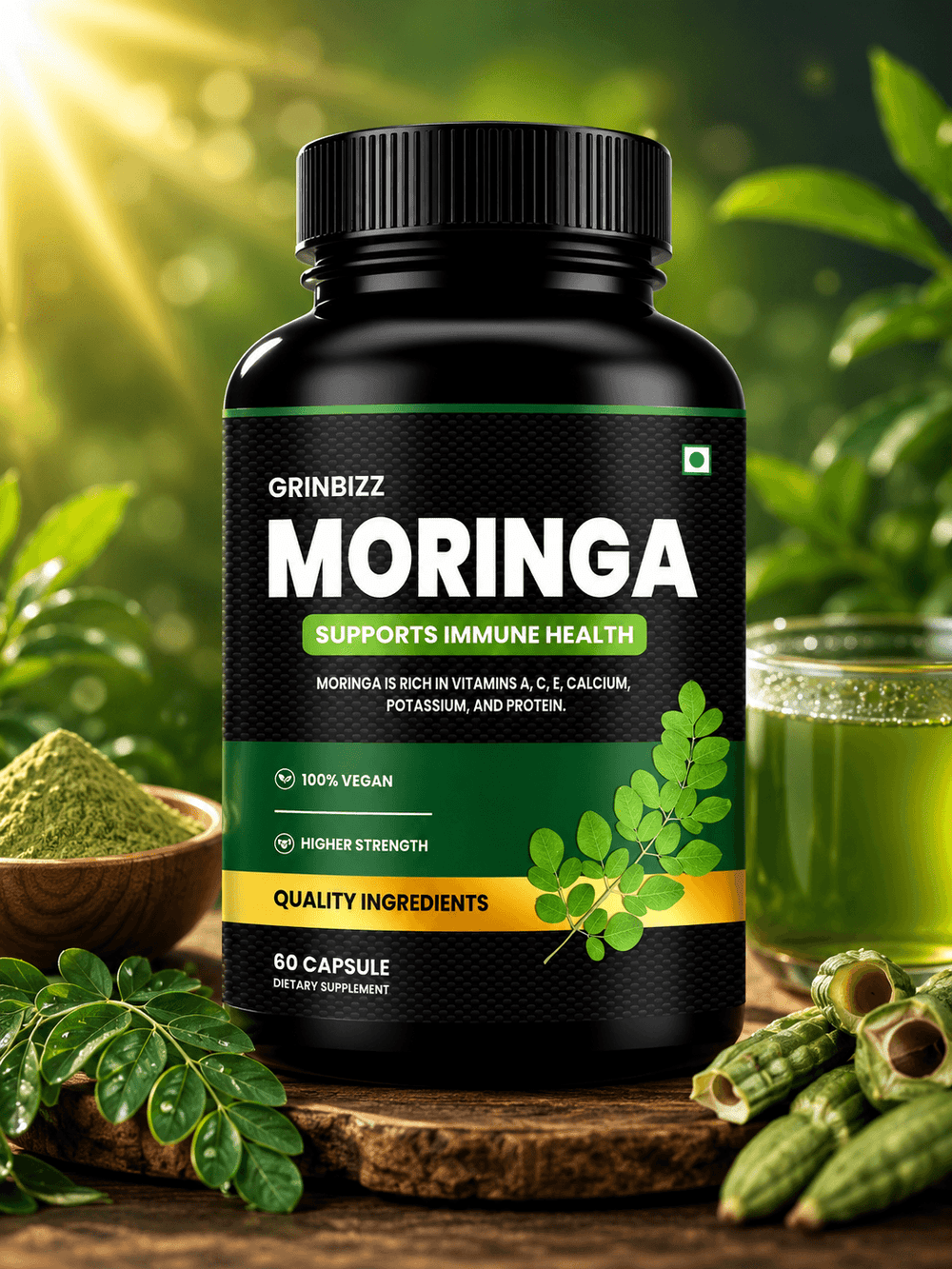 Moringa Capsules for Immunity & Energy | Grinbizz