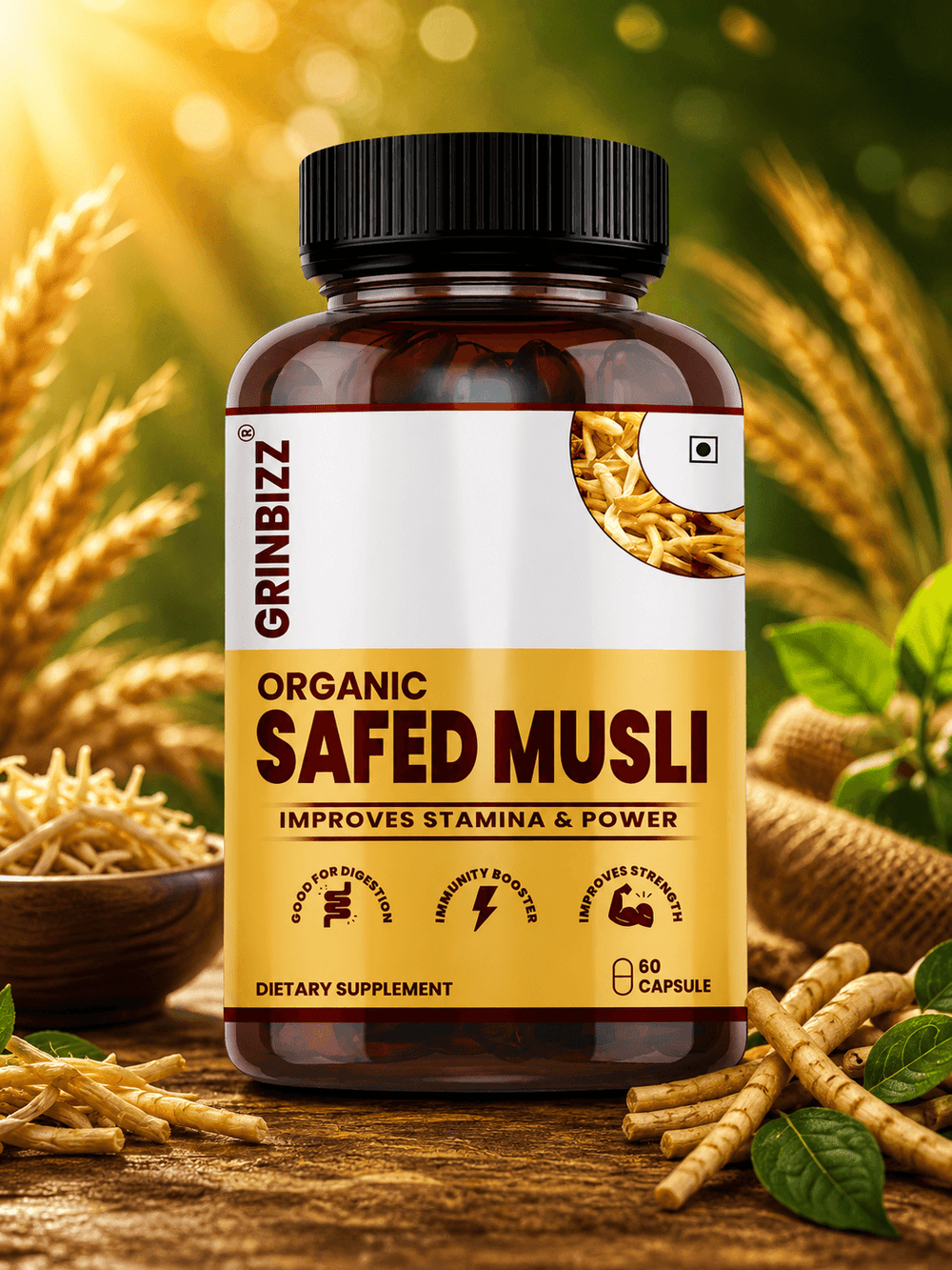 Safed Musli Capsules for Strength & Vitality | Grinbizz